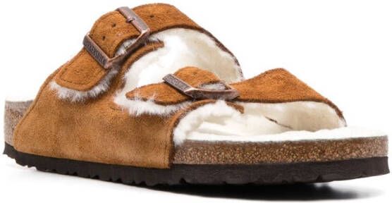 Birkenstock Arizona lammy sandalen Bruin