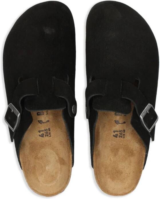 Birkenstock Boston slippers met gesp Zwart