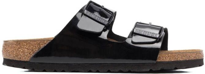 Birkenstock buckled sliders Zwart