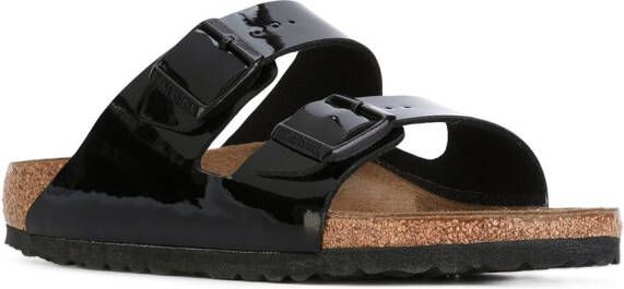 Birkenstock buckled sliders Zwart