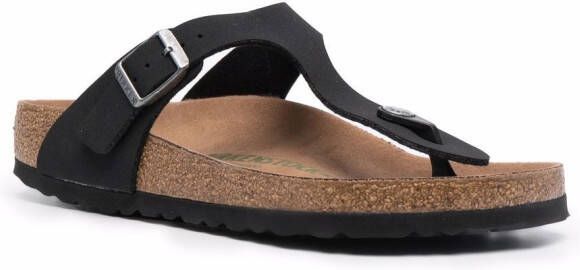 Birkenstock Gizeh Birko-Flor teenslippers Zwart