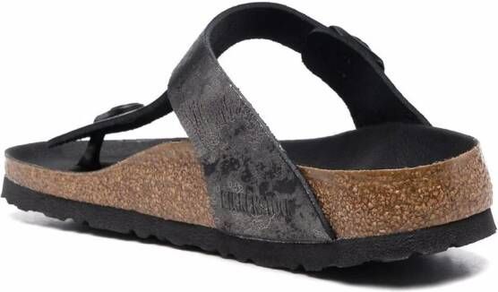 Birkenstock Gizeh teenslippers met gebarsten-effect Zwart