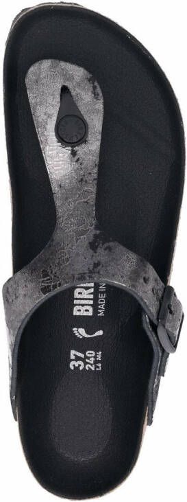 Birkenstock Gizeh teenslippers met gebarsten-effect Zwart