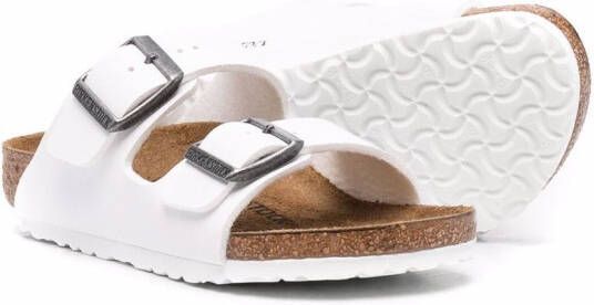 Birkenstock Kids Arizona leren sandalen Wit