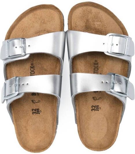 Birkenstock Kids Arizona sandalen met metallic-effect Grijs