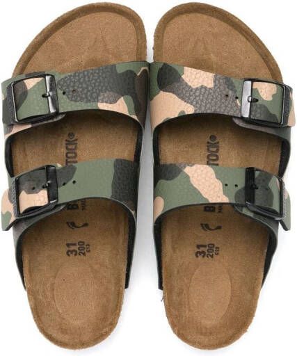 Birkenstock Kids Arizona sandalen met camouflageprint Groen