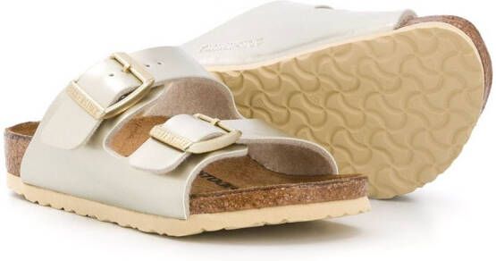 Birkenstock Kids Arizona sandalen met gesp Goud