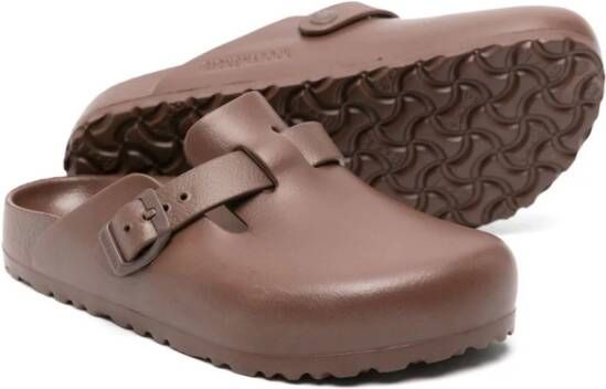 Birkenstock Kids Boston slippers met gesp Bruin