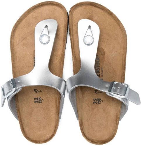 Birkenstock Kids Gizeh sandalen met metallic-effect Grijs