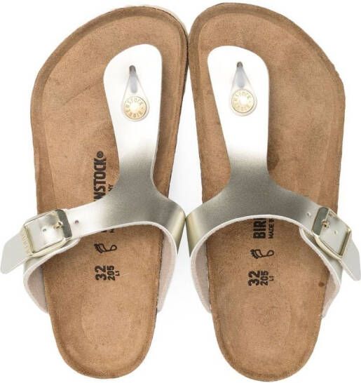 Birkenstock Kids Gizeh sandalen met metallic-effect Grijs