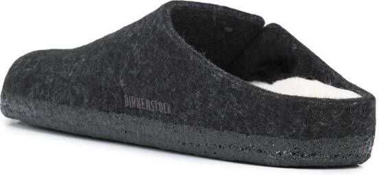 Birkenstock Zermatt wollen slippers Zwart