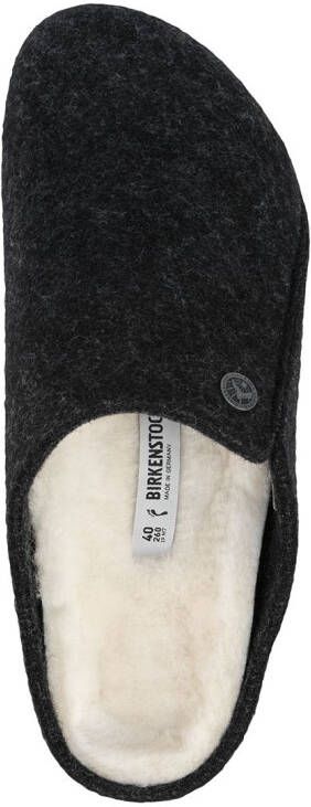 Birkenstock Zermatt wollen slippers Zwart