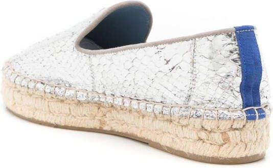 Blue Bird Shoes Espadrilles met slangenleer-effect Zilver