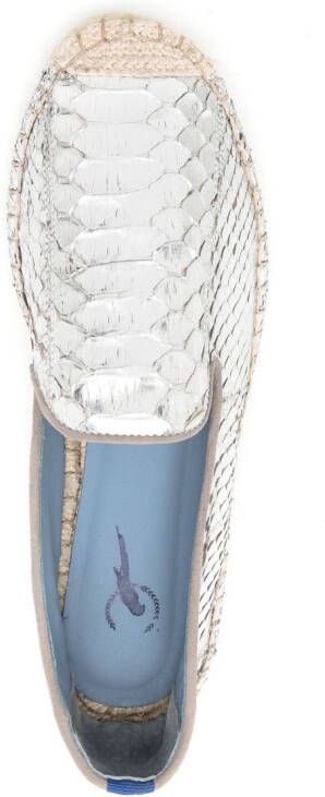 Blue Bird Shoes Espadrilles met slangenleer-effect Zilver