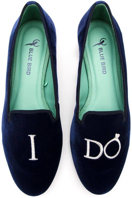 Blue Bird Shoes fluweel I Do leeglopers Blauw