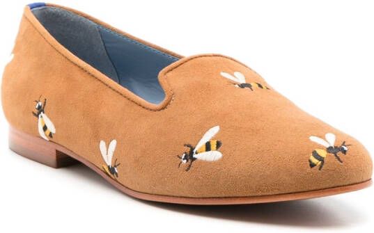 Blue Bird Shoes Hive loafers met borduurwerk Bruin