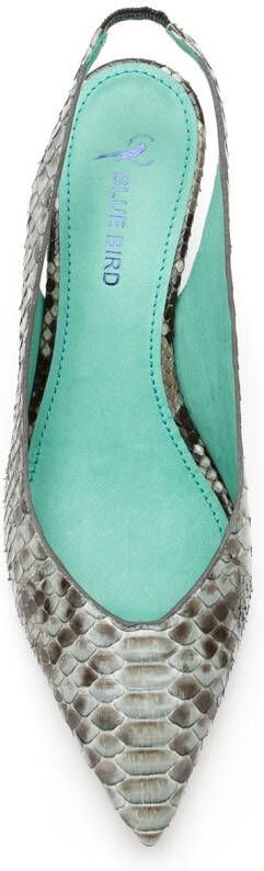 Blue Bird Shoes Slingback pumps met python print Grijs