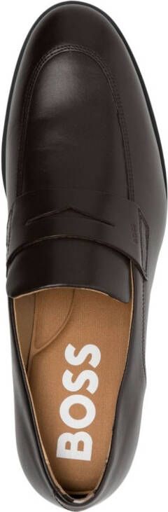 BOSS Colby leren penny loafers Bruin