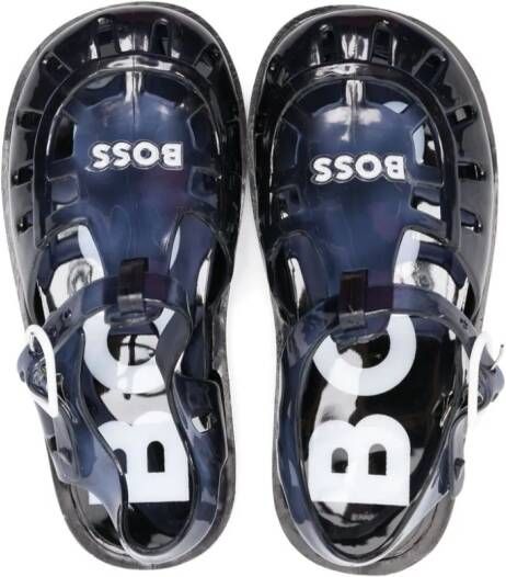 BOSS Kidswear Jelly sandalen met logo-reliëf Blauw