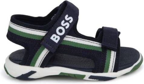 BOSS Kidswear Sandalen met logoprint Blauw