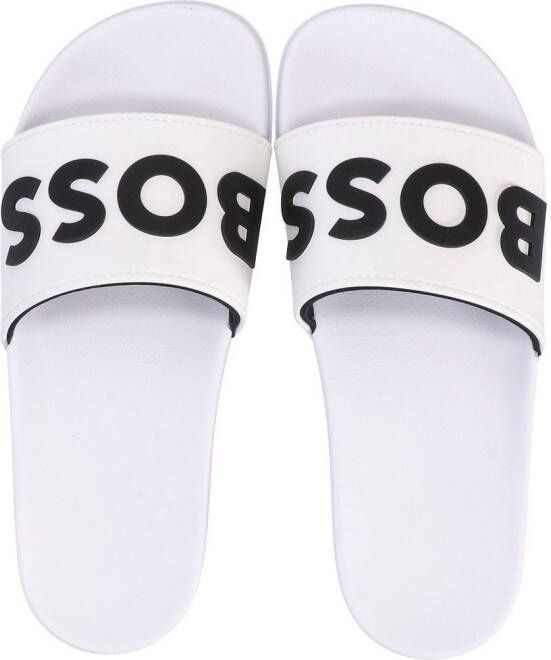 BOSS Slippers met logo-reliëf Wit