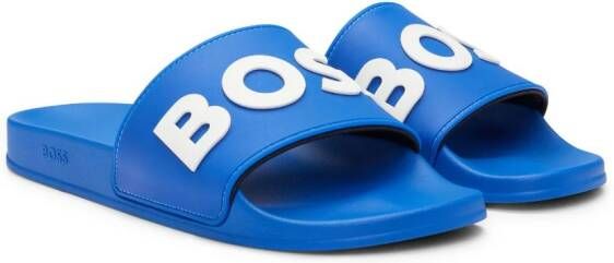 BOSS Slippers met logo-reliëf Blauw