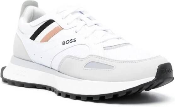 BOSS Gestreepte sneakers Wit