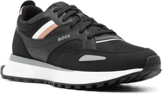 BOSS Gestreepte sneakers Zwart