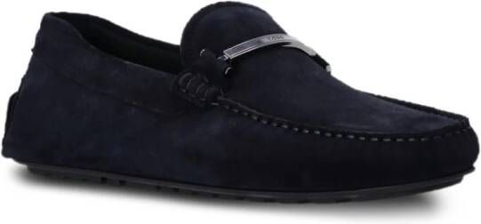 BOSS Suède loafers met hardware Blauw