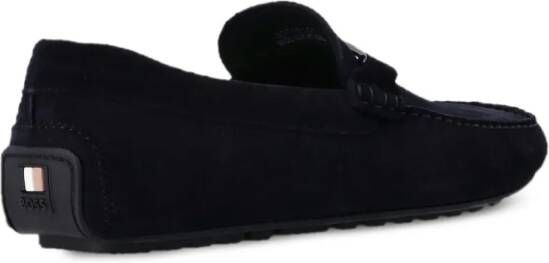 BOSS Suède loafers met hardware Blauw