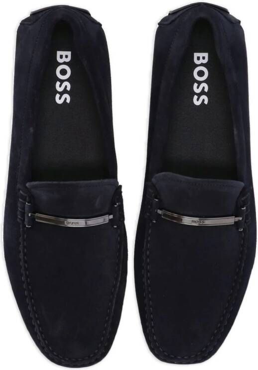 BOSS Suède loafers met hardware Blauw