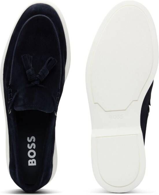 BOSS Suède loafers Blauw