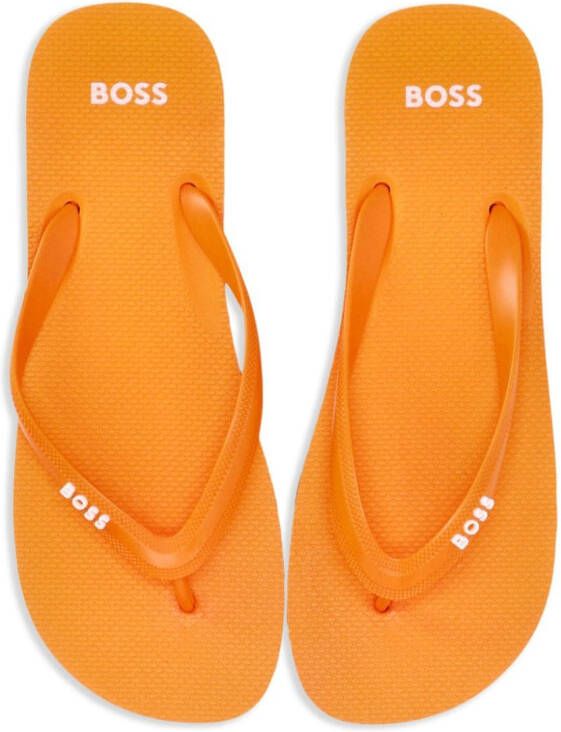 BOSS Teenslippers met logo-applicatie Oranje