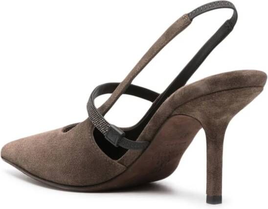 Brunello Cucinelli Monili suède pumps Bruin