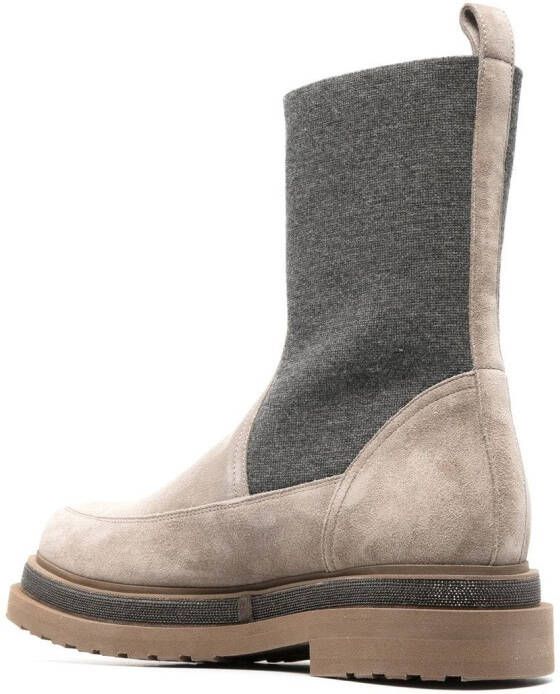 Brunello Cucinelli Chelsea suède laarzen Beige