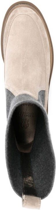 Brunello Cucinelli Chelsea suède laarzen Beige