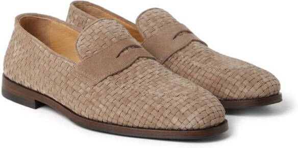 Brunello Cucinelli Geweven suède loafers Beige