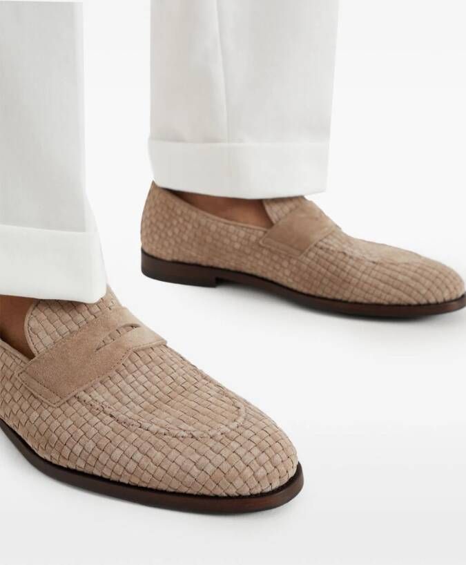 Brunello Cucinelli Geweven suède loafers Beige