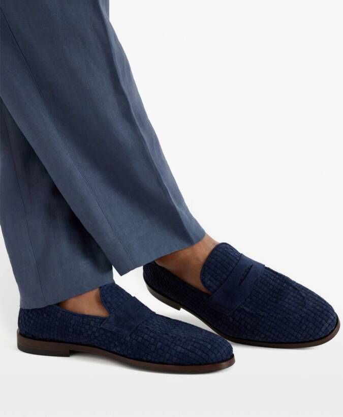 Brunello Cucinelli Geweven suède loafers Blauw