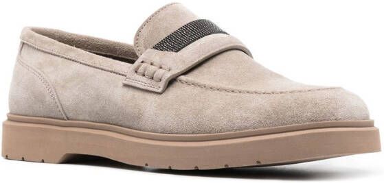 Brunello Cucinelli Loafers met kralen Beige