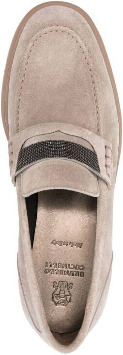 Brunello Cucinelli Loafers met kralen Beige