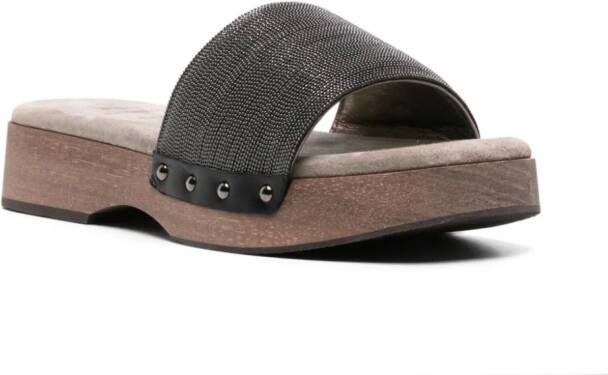 Brunello Cucinelli Verfraaide slippers Grijs