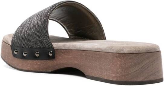 Brunello Cucinelli Verfraaide slippers Grijs