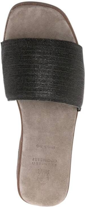 Brunello Cucinelli Verfraaide slippers Grijs