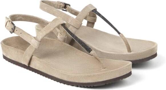 Brunello Cucinelli Sandalen met verfraaide bandjes Beige