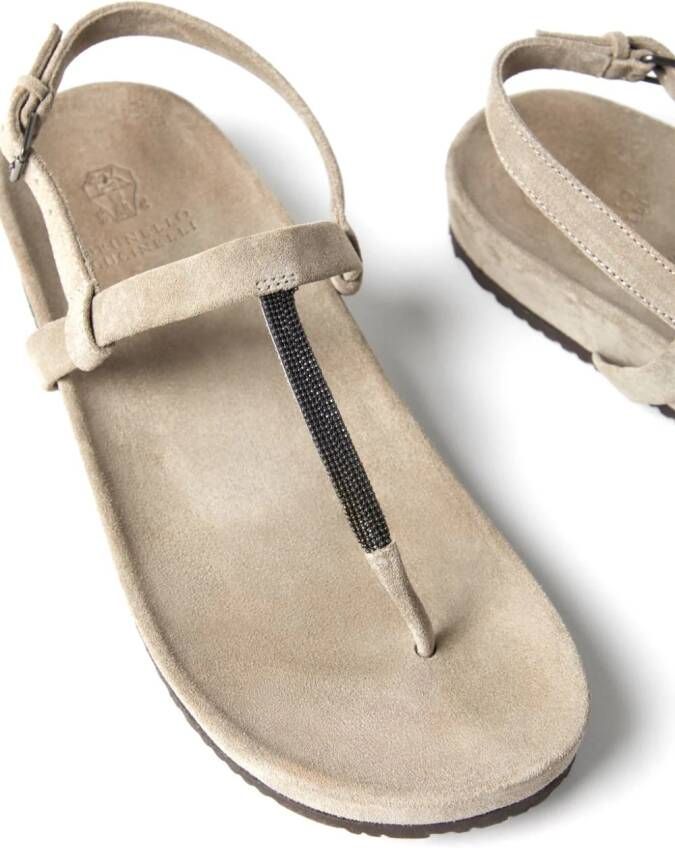 Brunello Cucinelli Sandalen met verfraaide bandjes Beige