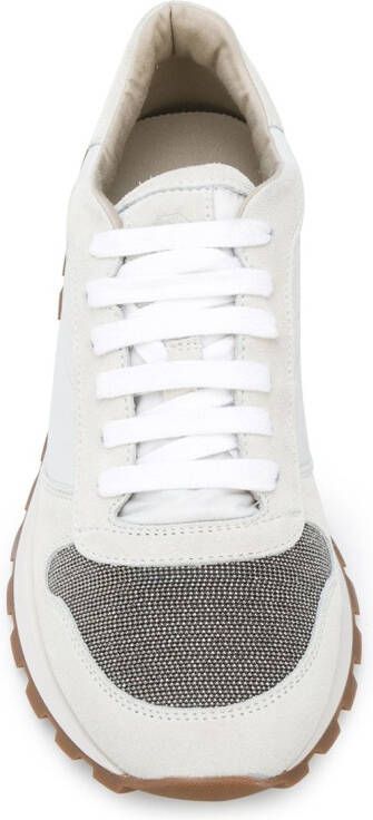 Brunello Cucinelli Sneakers met colourblocking Beige