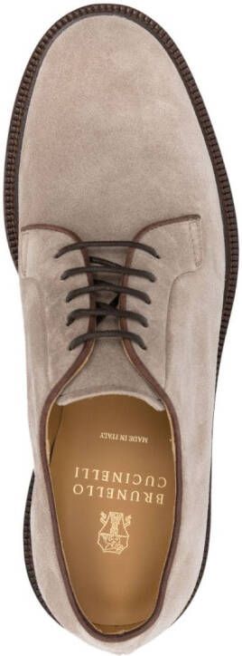 Brunello Cucinelli Suède derby schoenen Beige