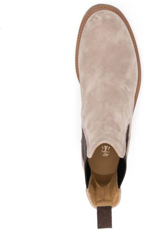 Brunello Cucinelli Suède enkellaarzen Beige