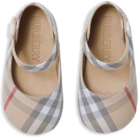 Burberry Kids Mary Jane geruite schoenen Beige